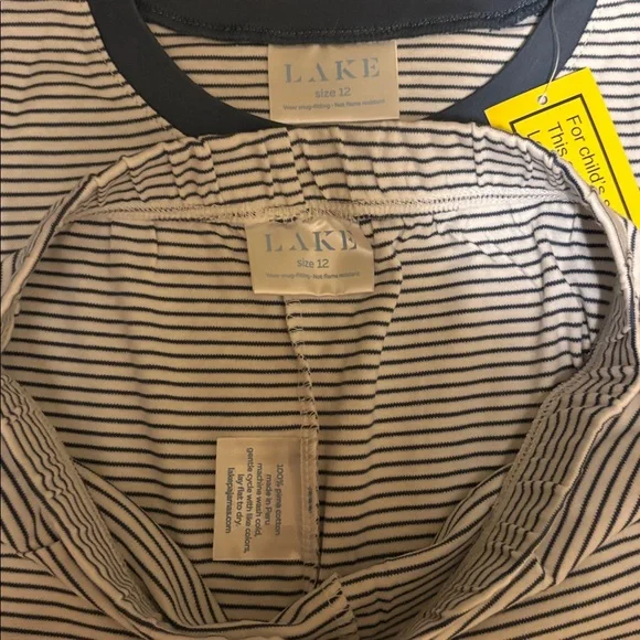 Lake Pajamas Kids Long Long Pajama Set in Classic Navy SZ 12 NEW - Picture 2 of 3